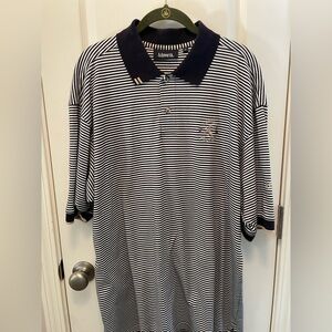 Ashworth Navy and White Striped Polo